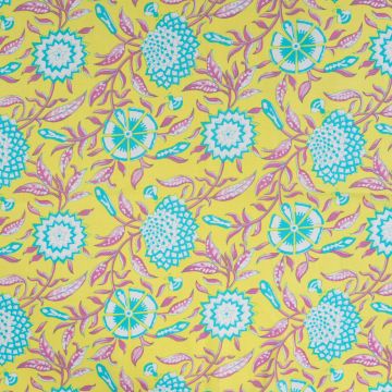 Baumwoll-Popeline Boho-Blumen Lime