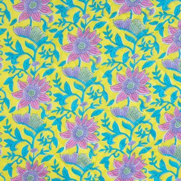 Baumwoll-Combistoff Patchwork Blumen Lime