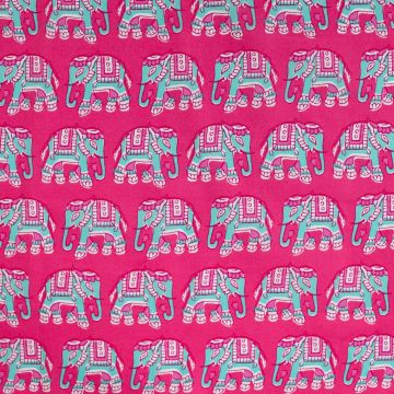 Baumwoll-Popeline Kombi Elefant Fuchsia