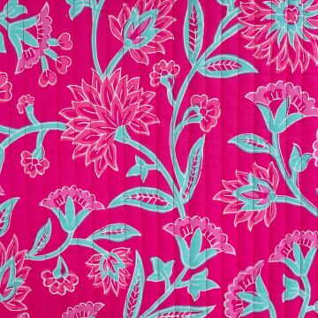 Steppstoff aus Baumwolle Combi Flower Fuchsia