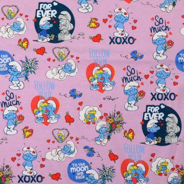 Jersey-Stoff mit Schlumpf-Print