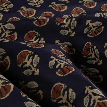 Batik-Baumwolle bedruckt Blumen Marineblau