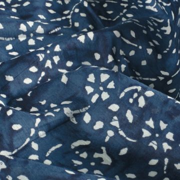 Batik-Baumwolle mit Blumenprint Blau