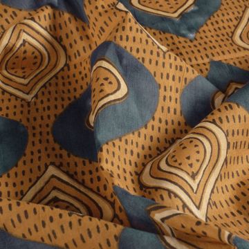 Batik-Baumwollstoff bedruckt Bohemian Ziegelbraun