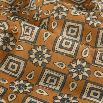 Batik-Baumwolle bedruckt Retroblumen brique