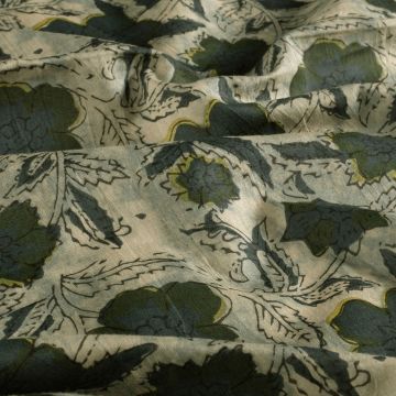 Batik-Baumwolle bedruckt mit Blumen, petrol