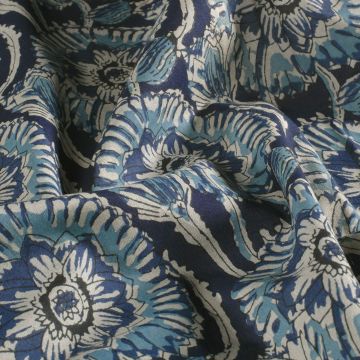 Batik-Baumwolle mit Blumenmuster Blau