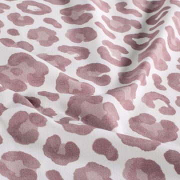 French Terry GOTS mit Digitaldruck – Leopardenmuster Mauve