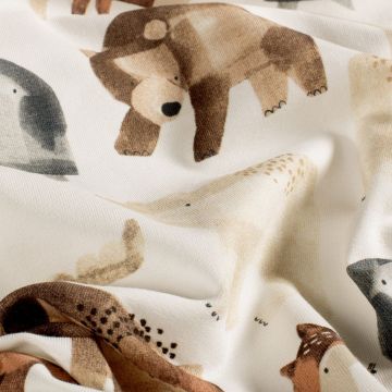 French Terry GOTS mit Tierprint digital bedruckt Off-White
