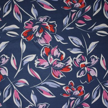 Alphen Fleece-Stoff mit Blumenmuster Rosa