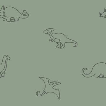 Stretch-Badstoff Dinos Moosgrün