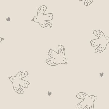 Stretch-Frottee Vögel Beige