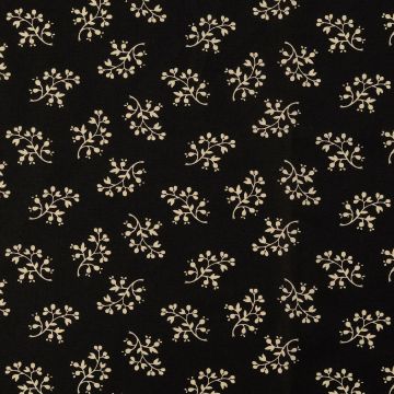 Bedruckter Baumwoll-Popeline Stoff mit Blumen – Schwarz