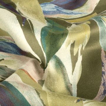 Suedine mit botanischem Print in Olivgrün