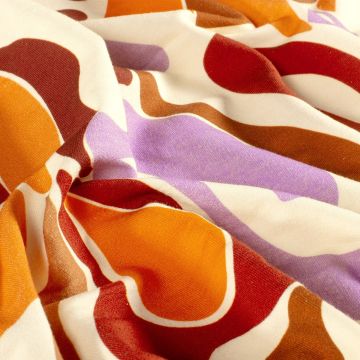 French Terry Retro-Print Ziegelrot