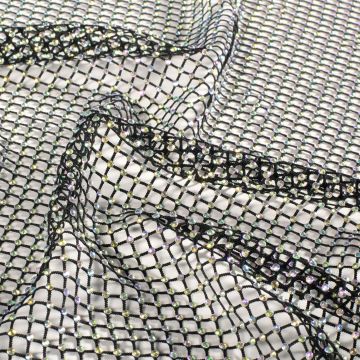 Mesh-Stoff Diamant Uni Schwarz