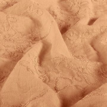 Bestickter Mousseline-Look Stoff Salmon