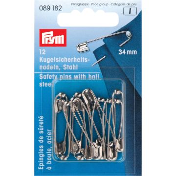 Prym Sicherheitsnadeln mit Kugelspitze Stahl 34 mm silberfarben 089182