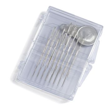 PRYM Sticknadeln mit und ohne Spitze 18-22 & Nadeleinfädler, silberfarben 124550