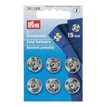 Druckknöpfe MS silberfarben 15 mm