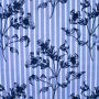 Baumwoll-Elastan-Stoff mit Streifen und Blumenmuster in Marineblau