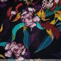 Satin Bold Flowers Schwarz
