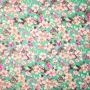 Viskose-Mix Rosa Blumen auf Mintgrün