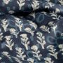 Baumwoll-Batikstoff Blumenblüten Blau