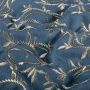 Bestickter Denimstoff Blätter Indigo