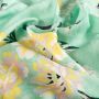Bambus-Popeline Stoff bedruckt Blumen Mint