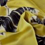 Bedruckter Satinstoff Blumen Gold Gelb