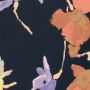 Gewebter Viskose-Leinen-Stoff Blumen marineblau