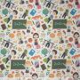 Katoen-Satin Stoff mit Lern-Tierprint