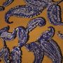 Viskose-Satin Blaues Paisley auf Ocker