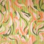 Stretch- Satin mit Apricot-Swirls auf Oliv