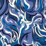 Stretch-Baumwollsatins mit Swirls in Blau