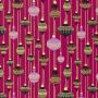 Baumwoll-Popeline mit Druck und Folie Weihnachtskugeln Magenta