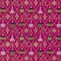Baumwoll-Popeline Stoff mit Druck und Folienakzent Weihnachtskugeln Magenta