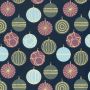 Bedruckter Baumwoll-Popeline mit Folienprint Weihnachtskugeln Marine