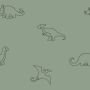 Stretch-Badstoff Dinos Moosgrün