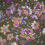 Viskose-Satin Borderprint Flower Khaki