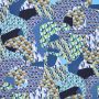 Stretch-Viskose Retro-Collage Blau