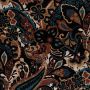 Viskose-Satin Paisley Schwarz Petrol