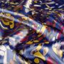 Satin mit abstraktem Multicolor-Dessin Blau