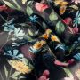 Velours mit Blumenmotiv Schwarz Multicolor