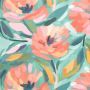 Velours-Aquarellblumen Türkis