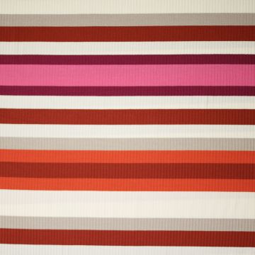 Gestrickter Rippjersey mit Streifen in Rot