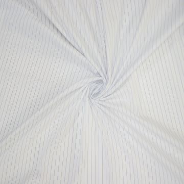 Stretch-Popeline mit 7-mm-Streifen in Weiß-Hellblau
