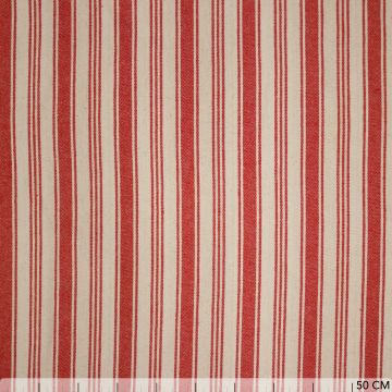 Baumwoll-Canvas Natur Streifen Rot