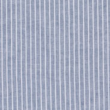 Leinen-Baumwoll-Streifenstoff Jeansblau